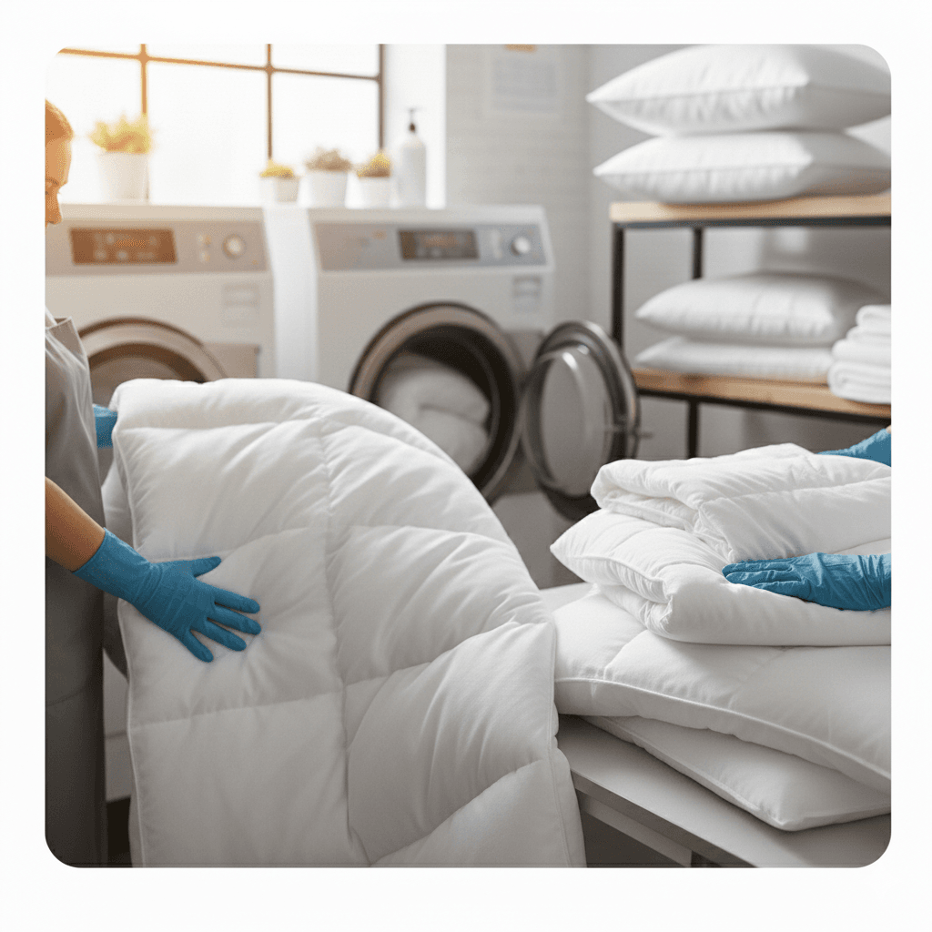Serviciu profesional de spălare pături și pilote